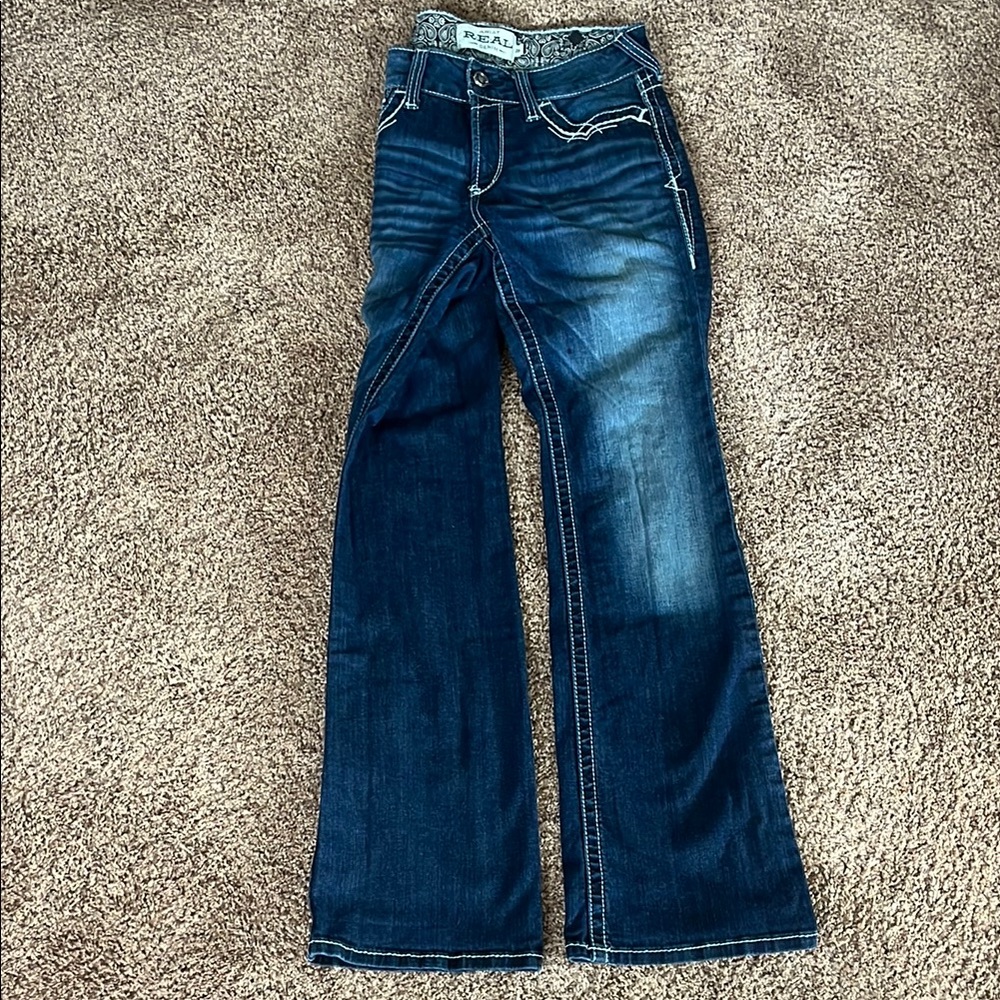 Ariat Blue Flare Wide Leg Jeans with Natural Fading